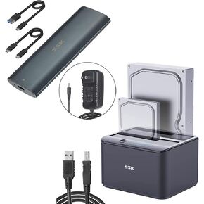 Bundles SSK Aluminum M.2 NVME/ SATA SSD Enclosure Adapter and SSK 2.5/3.5inch Hard Drive Dual Buy Docking Station