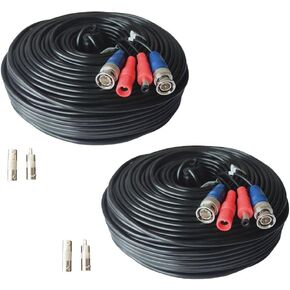 2 Pack 150ft All-in-One Video Power Cables, Security Camera Cable BNC Extension Surveillance Wire Cord for CCTV Security DVR System Installation