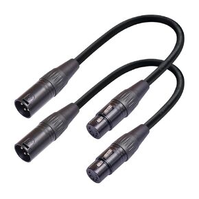 2-Pack 3Pin-XLR Female to 5Pin-XLR Male Audio Cable 1FT for Mixer, DMX Lightspeed, DMX Controller