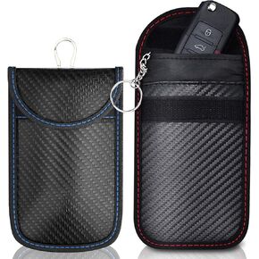 2 PCS Faraday Facs ، Faraday Key Fob Prosterors Blue and Red RFID Key Fob Protector Pouch High Performan