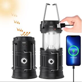 Rechargeable Solar Camping Lantern - High Brightness, Long Battery Life, Durable Handle - Perfect for Camping, Power Outages, and Home Emergency Supplies