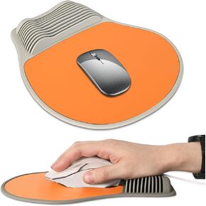 Ergonomic Mouse Pad with Wrist Rest Support, Mousepad with Comfortable Silicone and Leather Wrist Rest and Non-Slip Base for Pain Relief, Computer, Laptop, Office, Home (Navy)