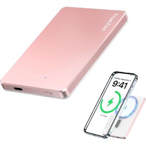 For Magsafe Portable Power Bank Battery Phone Charger Pack,Wireless Chargers Slim Magnetic Power Bank 5000Amh With USB-C Cable for Iphone12-16,Samsung,Google,Travel Accessories,Gift Stocking Stuffer