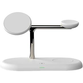 Magnetic Charger, 3 in 1 Wireless Charging Station, 47% Faster for iPhone 16 15 14 13 12 Series,Apple Watch Airpods Charger Station with Dimmable Night Light