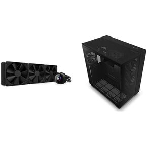 NZXT Kraken 360 - RL-KN360-B1 360mm AIO CPU Liquid Cooler + NZXT H9 Flow Dual-Chamber ATX Mid-Tower PC Gaming Case