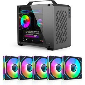 Micro ATX protable Computer case with 5Pack ARGB Fans