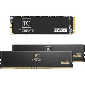TEAMGROUP T-Create Expert OC 10L DDR5 48GB Kit (2 x 24GB) 6400MHz Black-CTCED548G6400HC32ADC01 Bundle with Classic C47 1TB PCIe 2280 NVMe Internal SSD, Gen4x4, 1000TBW (Read 7400)-TM8FFC001T0C129