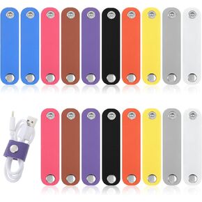 18 PCS Cable Cable Straps ، Cabls Cables Ties Pu Leather Cable Cable Ties USB حامل سلك متعدد الأغراض الإغلاق
