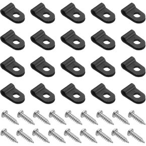 HARFINGTON 100pcs Cable Clamps 1/8 Inch R-Type Nylon Cable Clip Wire Clamp Rope Light Mounting Cord Fastener Clips with Screws for Wire Management, Black