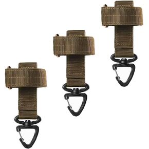 3 Pcs Tan Nylon Tactical Glove Holder Strap Gear Adjustable Safety Clips Duty Belt Outdoor Work Glove Holder Climbing Rope Storage Holder Hunter Connect Rope Storage with 360° Swivel Hook Buckle