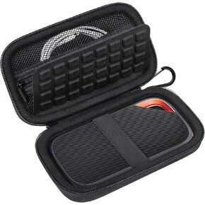 Lacdo Hard Carrying Case for SanDisk Extreme Pro with USB4 Portable SSD 2TB 4TB USB-C External Solid State Drive EVA Shockproof Water Repellent Protective Storage Travel Bag, Black