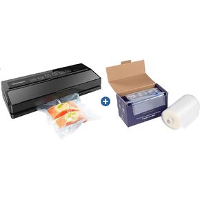 GERYON Food Vacuum Sealer Machine Black and 8x120ft Food Vacuum Sealer Rolls with Cutter