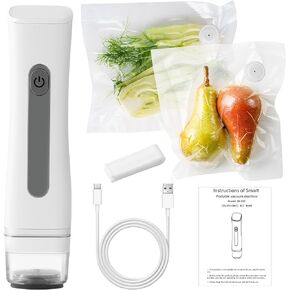 Food Handheld Vacuum Sealer - Portable Vacuum Sealing Machines for Food Preservation with 2 Reusable Seal Bags, Compact Charging Cordless Automatic Pump Airtight Food Fresh Storage
