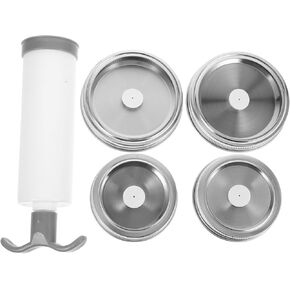 Zerodeko Vacuum Seal Lid Vacuum Sealer Kit for Mason Jars - Silver Stainless Steel