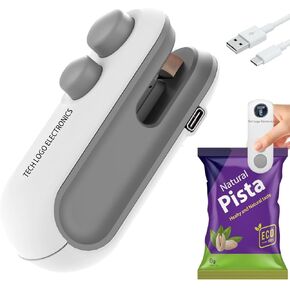 Portable Mini Sealing Machine, 2 In 1 Sealer And Cut Handheld Packet Sealer For Food, Snacks, Chips, Fresh Storage, Plastic Bags Sealing Machine, 1 Year Warranty (White)