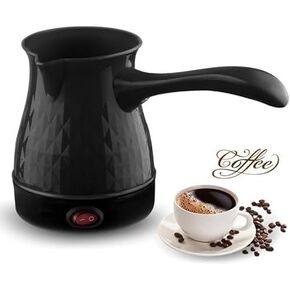 Coffee Maker, ABS Stainless Steel Electric Arabic, Greek & Turkish Coffee Pot, 600ml Even Heating Tea Maker Kettle with Removable & Anti Scald Handle for Greek Arabic Tea, Milk