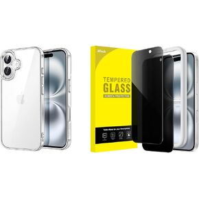 JETech iPhone 16 Bumper Case and Privacy Screen Protector Bundle