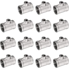 uxcell Stainless Steel 304 Cast Pipe Fitting 1 BSPT X 1/4 BSPT X 1 BSPT Female Tee Shaped Connector Coupler 2pcs