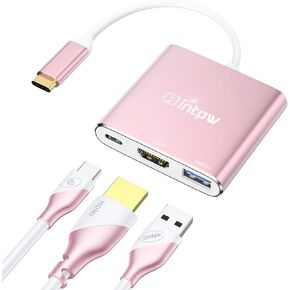 USB C to HDMI Adapter, intpw USB C Hub with HDMI 4K@30Hz, USB 3.0 Port, PD Charging Port, Compatible for MacBook Pro Air 2020/2019/2018/Galaxy S8/S9