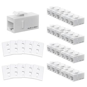 iwillink (25-Pack RJ45 Cat6 Keystone Coupler and 2 Port Keystone Jack Wall Plate 10-Pack