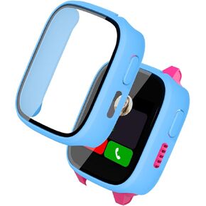 2 Pack for XPLORA XGO3 Smart Watch Case,Ultra-Thin Hard PC Protective Cover with Tempered Glass Film, BOVUGAC Case Cover for XPLORA XGO3 Kids Smart Watch Accessories-Blue