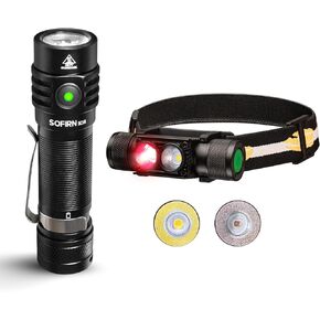 77outdoor Sofirn SC18 EDC Small Flashlight & D25LR Headlamp with Red Led Option
