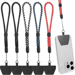 5Pcs Phone Wrist Strap, Adjustable Cell Phone Lanyard Wristlet Strap With 5 Pack Phone Tether Tabs for Most Phones