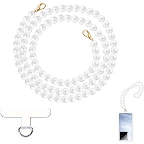 Pearl Phone Lanyard Crossbody for Women Pearl Beaded Hosts Crossbody Strap for Phone Lanyard Absile Absolder حول الرقبة مع بقع لؤلؤ شارات مفاتيح الهواتف