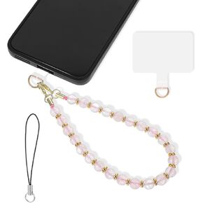 Lusofie Phone Charms Strap for Women Marble Beaded Phone Wrist Strap with Phone Tether Tab Cute Phone Bracelet Strap
