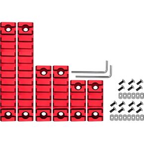 Gotical Pack of 6-2 Pieces of Mlok 5 Slots, 2 Pieces of Mlok 9 Slots, 2 Pieces of Mlok 11 Slots, Red Color, 12 Screw and 12 Nuts with 3 Allen Wrench