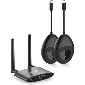 HDMI Wireless Transmitter*2 and Receiver 4K, USB C & HDMI Dual Transmit Ports, HDMI & VGA Dual Screens, 2.4/5Ghz Streaming Smooth Video/Audio for Mac, Cable Box, Samsung Phone, Netflix, 165FT