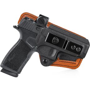 P365 X Macro Holster with Comfort Foam Pad, IWB Kydex and Leather Hybrid Holster for 9mm Sig Sauer P365 X Macro Pistol - Red Dot Optic Cut - Appendix Carry Holster for Inside Waistband Concealed Carry
