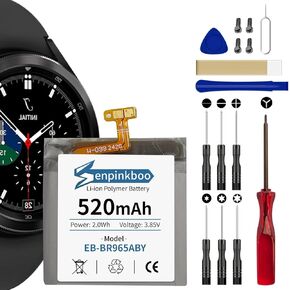 for Samsung Galaxy Watch 6 Classic 47mm Battery Upgraded [520mAh] EB-BR965ABY Battery for Watch 6 Classic 47mm Replacement with Repair Tool Kit+Screws
