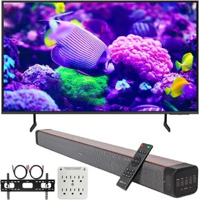 SAMSUNG DU7200 55 Inch Crystal 4K UHD Smart TV (2024) Bundle with Premium Deco Gear 60W 2.0 CH Soundbar + Deco Mount 37"-100" TV Wall Mount Bracket with Cleaning Kit + 6-Outlet Surge Adapter