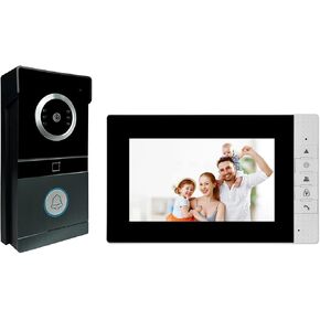 Video Doorbell Camera with Monitor, 7 Inches LCD Monitor Video Doorbell Camera Kits, Wired Dual-Way Video Intercom System with Night Vision Support Remote Unlock for Villa House Office