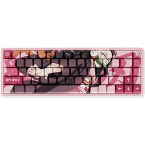 Demon Slayer Kimetsu No Yaiba Nezuko Full Art PBT Dye Sublimation Keycaps for Mechanical Gaming Keyboards, Cherry MX Switches, Custom Side Print, ANSI ISO Support, US Layout - Officially Licensed