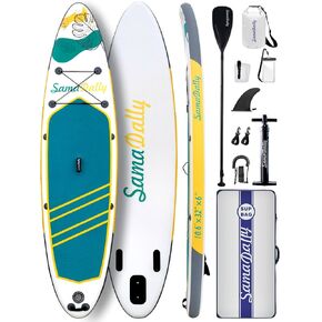10.6' Inflatable Stand Up Paddle Boards, 32" Paddle Board of All Skill Levels with Complete Inflatble SUP Accessories, Hand Pump, Waterproof Bag, Removable Fin, Leash