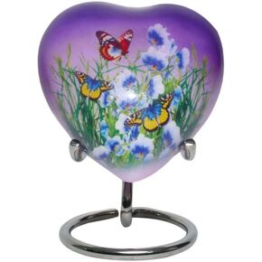 BOLD & DIVINE Beautiful Purple Butterfly Small Keepsake Urns for Human and Pet Ashes | with Velvet Bag & Funnel - 1 Quantity (Keepsake Urn, Purple) in Kuwait