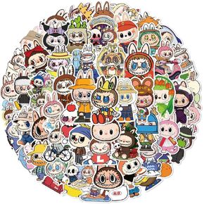 100 pcs Cartoon Stickers for Labubu, Cool Stickers for Labubu Waterproof Vinyl Decal for Teen Water Bottler Sticker Adult Girl Laptop Skateboard Phone Guitar Travel Case Bike