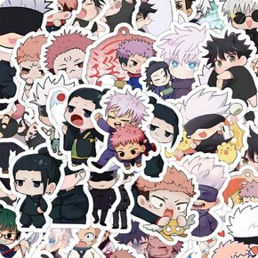 63PCS JJK Stickers, Cute Gojo Stickers, Anime Satoru Yuji Megumi Sukuna Japan Cartoon Decals, Waterproof Vinyl Sticker for Laptop, Water Bottles, Computer, Cool Sticker for Fans, Adults, Teens, Kids