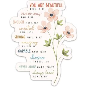 (3PCs) You are Flower Enough Beautiful Chosen Bible Verse Sticker, Christian Faith Sticker, Religious Quotes Vinyl Waterproof Scripture Stickers for Laptop Water Bottle Notebook Journal (3 Inches)