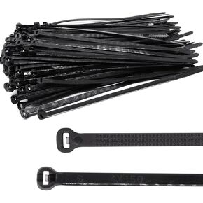 150pcs Push Mount Zip Ties 8 inch, Self Locking Straps Cable Zip Tie with Stainless Steel Metal Tooth Locking Device Heavy Duty Nylon Zip Tie Clips (8", Black)