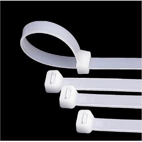 48 inch white heavy duty zip ties, UV-resistant, extra long nylon cable ties, 12 pieces, 200 lb tensile strength