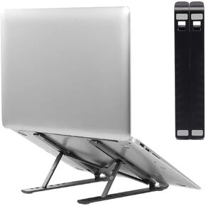 Ergonomic Aluminum Laptop Stand – 7-Level Adjustable Riser for Desk, Foldable Laptop Holder Compatible with 9''-15.6'' Devices for Work & Study