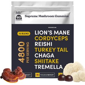 16 Blend Mushroom Gummies - Mushroom Gummies for Adults, Mushroom Supplement with Chaga, Lions Mane, Reishi, Cordyceps for Focus & Clarity, Supports Microdosing Mushrooms - Mixed Berry