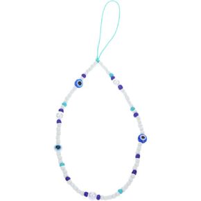 POYAMUSE Beaded Evil Eye Phone Charm Bracelet, Geometric Resin Flower Design Anti-Loss Wrist Strap, Stylish Protection Amulet and Trendy Beaded Hand Chain for Men and Women