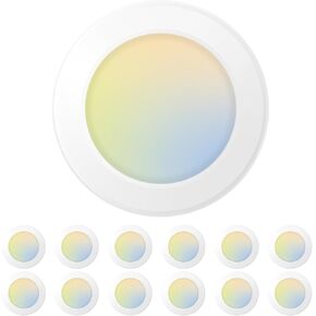 Amico 24 Pack 5/6 Inch LED Disk Lights, Dimmable Flush Mount Ceiling Disc Lights, 2700K/3000K/4000K/5000K/6000K Selectable, 12W Eqv 110W, 1050LM, Low Profile Surface Mount Ceiling Lights, ETL&FCC