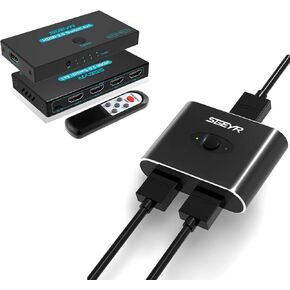 SGEYR HDMI 2.0 Switch 4 Port+HDMI 2.0 Bi-Directional Switch 2 in 1 Out HDMI Splitter 1 in 2 Out (Only one Monitor Will Display at a time)