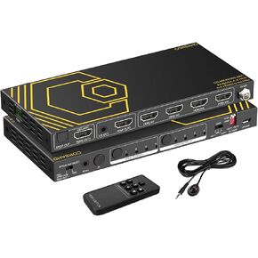 HDMI Matrix 4 in 2 Out 4K 60Hz 4:4:4 ARC HDR D-olby Vision Atmos SPDIF 5.1CH Breakout 3.5mm Stereo HDCP2.2- PC Console 16 EDID HDMI Scaler 4K 1080P Sync, HDCP2.2 HDMI2.0 Matrix 4x2 IR Remote