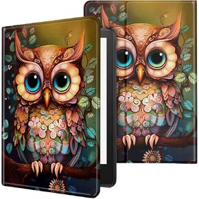 Case for All-New Kindle 11th/12th Generation 6 inch 2022/2024 Release Lightweight Protective PU Leather Smart Stand Cover with Auto Wake Sleep Tablet Case - Owl in The Tree